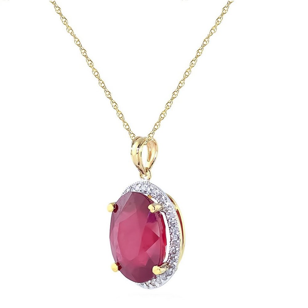 14K. SOLID GOLD NECKLACE WITH DIAMONDS & RUBIES - Picture 3 of 7